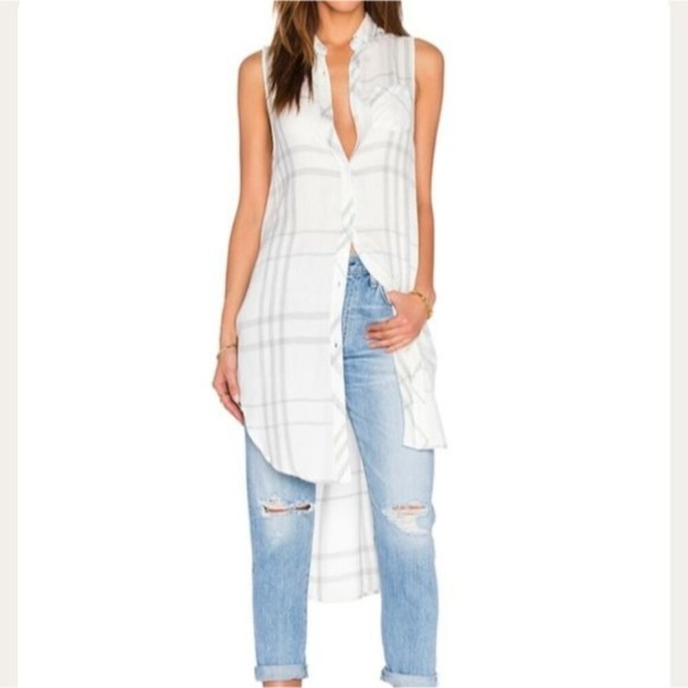 Rails X Revolve Jordyn Plaid Tunic Top In White A… - image 1